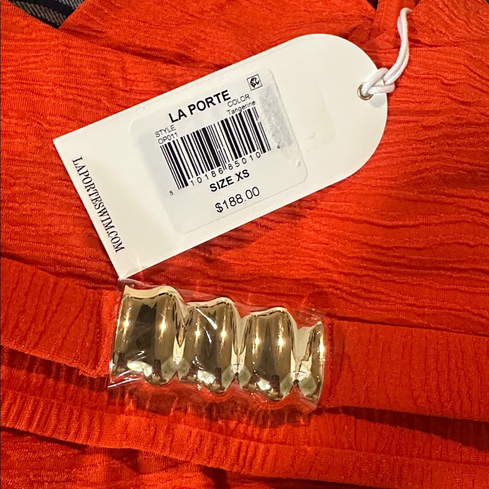 NWT LA PORTE Mandy One Piece - Tangerine Tango Jacquard - Picture 4 of 4